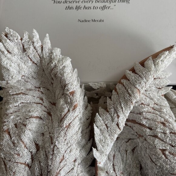 Nadine Merabi Stella White Sequin Mermaid Dress - Size S/M (US 6) - Picture 5 of 8